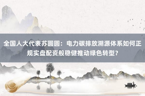 全国人大代表苏圆圆：电力碳排放溯源体系如何正规实盘配资般稳健推动绿色转型？