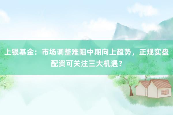 上银基金：市场调整难阻中期向上趋势，正规实盘配资可关注三大机遇？