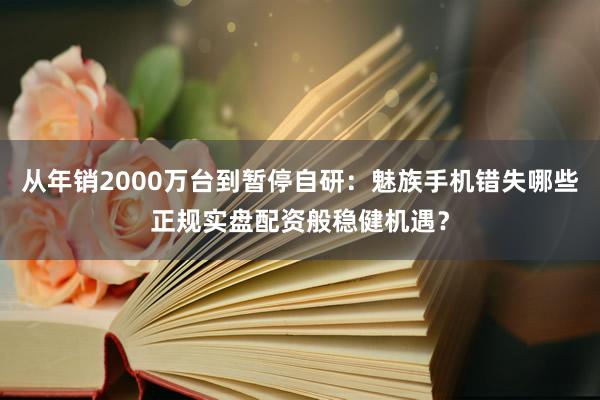 从年销2000万台到暂停自研：魅族手机错失哪些正规实盘配资般稳健机遇？