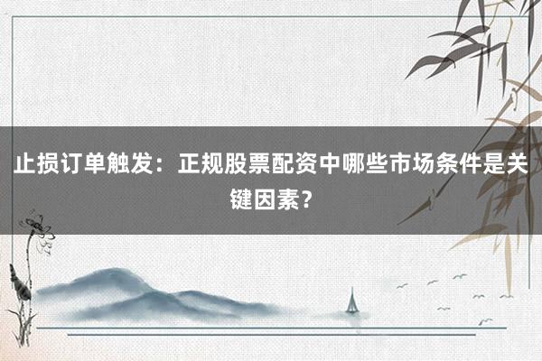 止损订单触发:正规股票配资中哪些市场条件是关键因素?