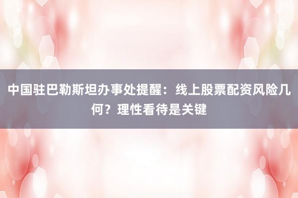 中国驻巴勒斯坦办事处提醒：线上股票配资风险几何？理性看待是关键