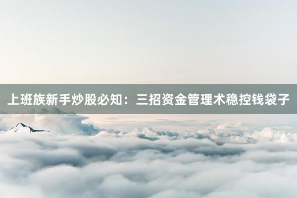 上班族新手炒股必知：三招资金管理术稳控钱袋子