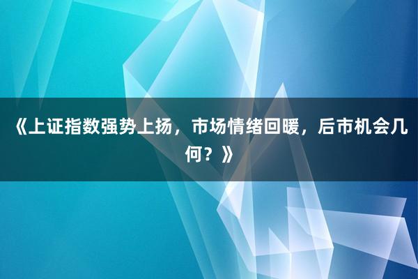 《上证指数强势上扬，市场情绪回暖，后市机会几何？》