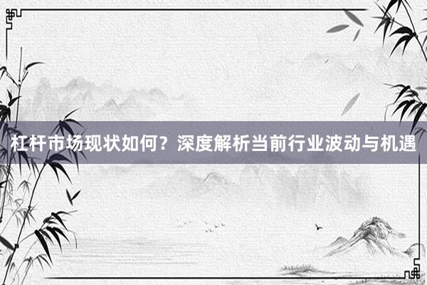 杠杆市场现状如何？深度解析当前行业波动与机遇