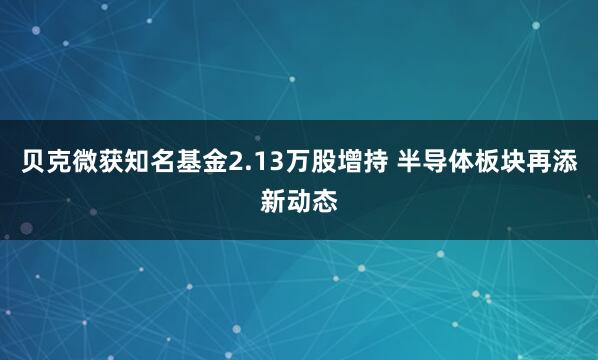 贝克微获知名基金2.13万股增持 半导体板块再添新动态
