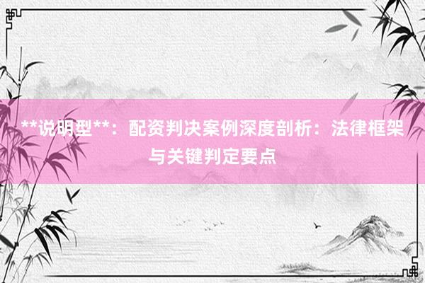 **说明型**：配资判决案例深度剖析：法律框架与关键判定要点