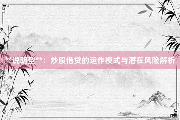 **说明型**：炒股借贷的运作模式与潜在风险解析