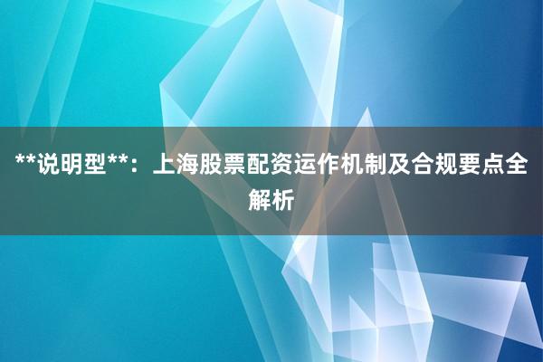 **说明型**：上海股票配资运作机制及合规要点全解析