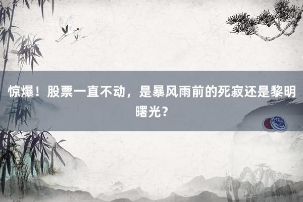 惊爆！股票一直不动，是暴风雨前的死寂还是黎明曙光？